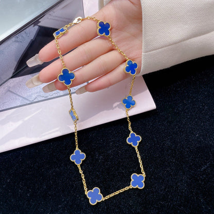 Lume Jewelry クローバー10モチーフ ブルーアゲートネックレス