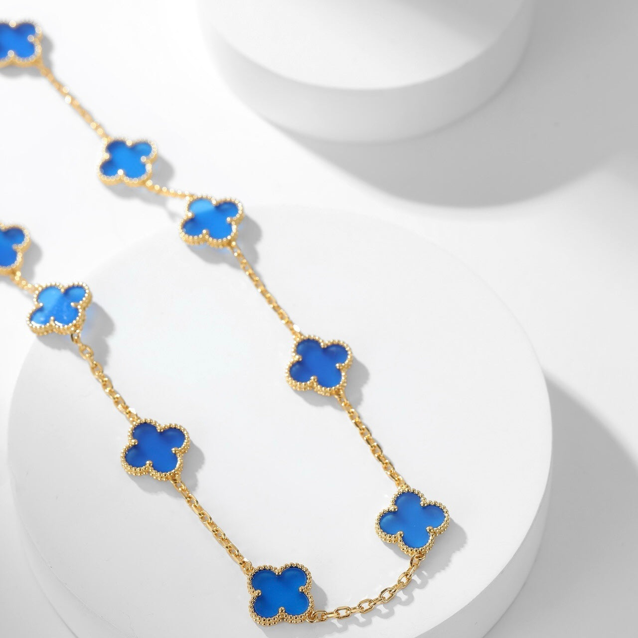 Lume Jewelry クローバー10モチーフ ブルーアゲートネックレス