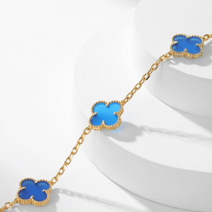 Lume Jewelry クローバー10モチーフ ブルーアゲートネックレス