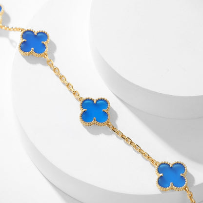 Lume Jewelry クローバー10モチーフ ブルーアゲートネックレス