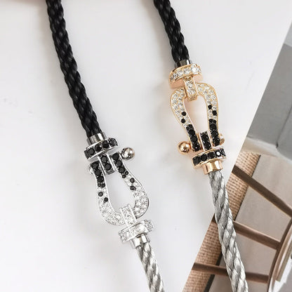 「ルームジュエリー」フォース ラージ ホースシュー ブラック&ホワイトダイヤモンド ブレスレット ローズゴールド