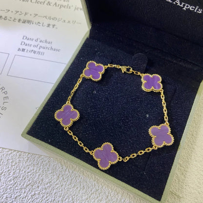[Lume Jewelry]新作 クローバー 5モチーフ バイオレット ブレスレット コレクション