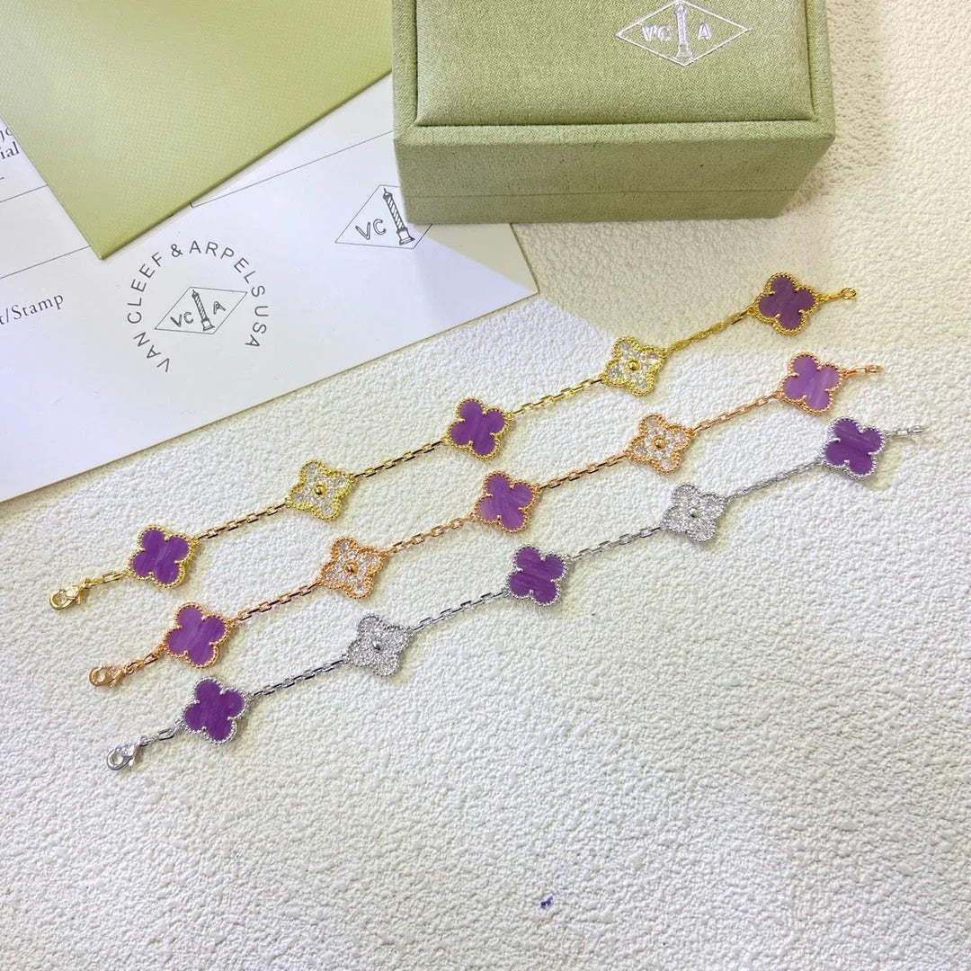 [Lume Jewelry]新作 クローバー 5モチーフ バイオレット ブレスレット コレクション