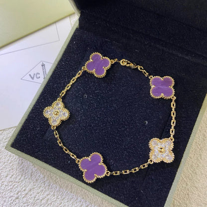 [Lume Jewelry]新作 クローバー 5モチーフ バイオレット ブレスレット コレクション