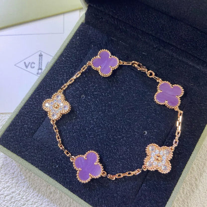 [Lume Jewelry]新作 クローバー 5モチーフ バイオレット ブレスレット コレクション