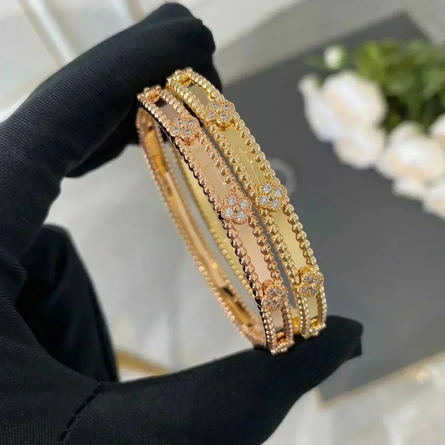 Lume Jewelry クローバーブレスレット 4mm ダイヤモンド