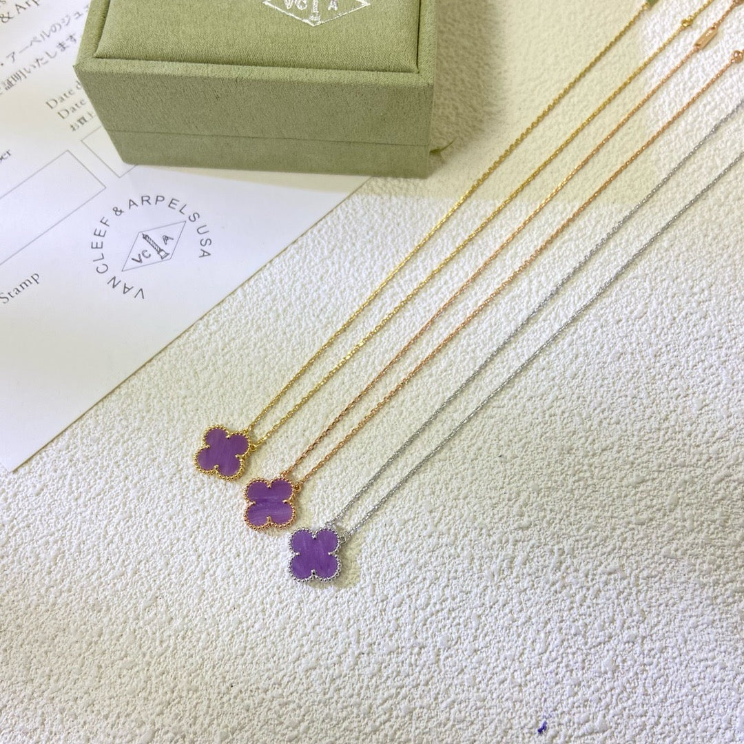 Lume Jewelry クローバー 15MM パープル バイオレット ネックレス