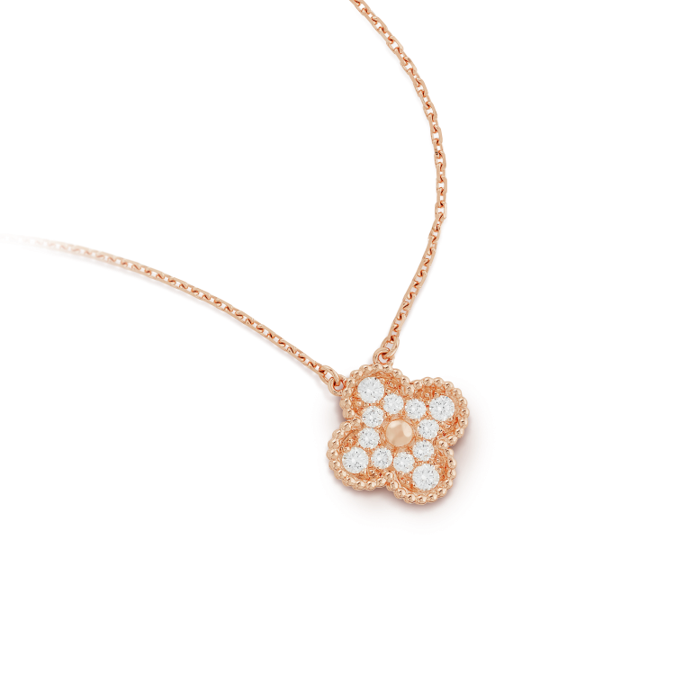 ®Lume Jewelry®クローバー15MMダイヤモンドシングルフラワーネックレス
