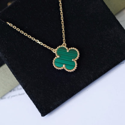 『Lume Jewelry』クローバー 15mm マラカイト シングル フラワー ネックレス