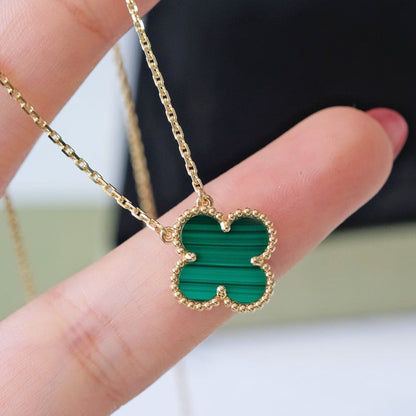 『Lume Jewelry』クローバー 15mm マラカイト シングル フラワー ネックレス