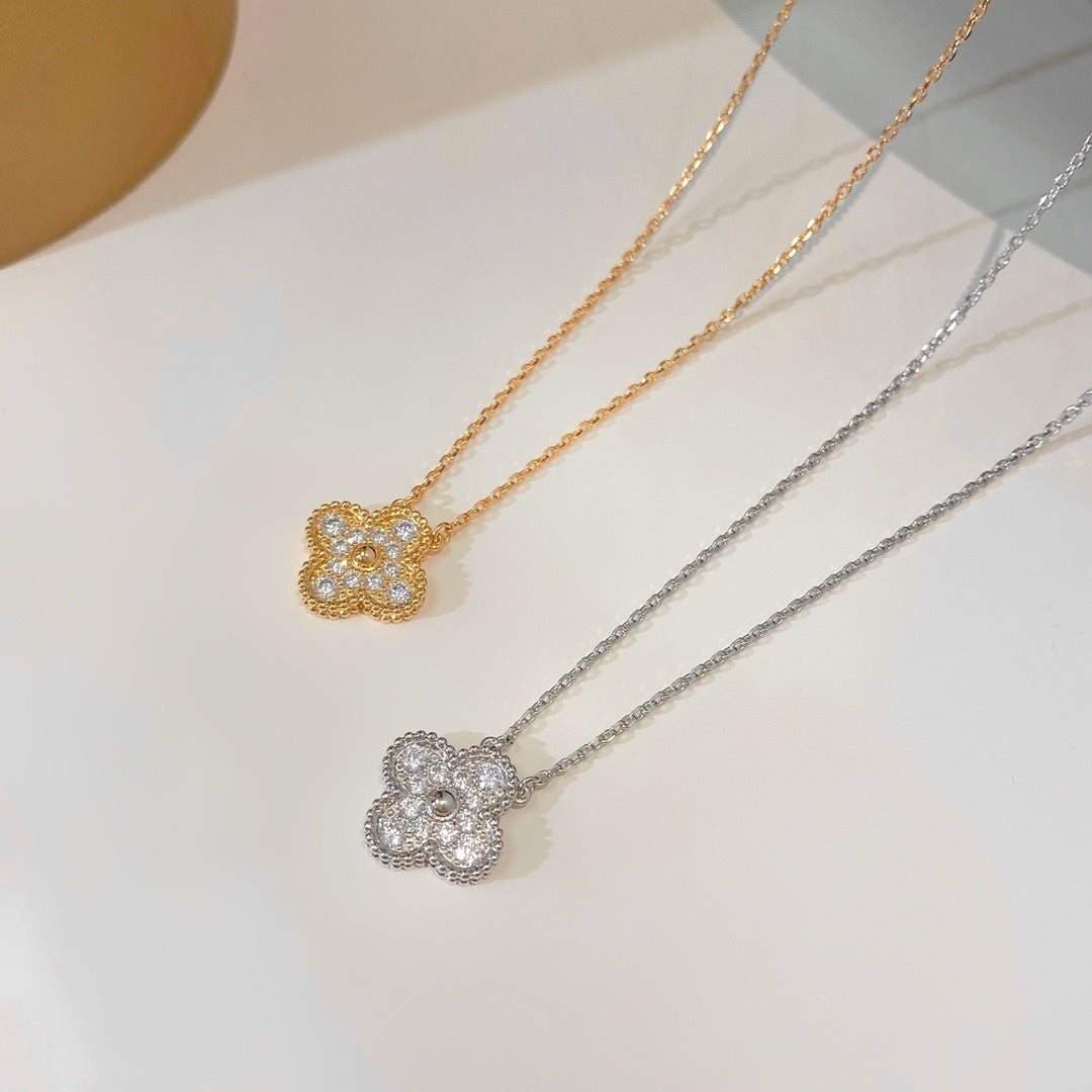 ®Lume Jewelry®クローバー15MMダイヤモンドシングルフラワーネックレス
