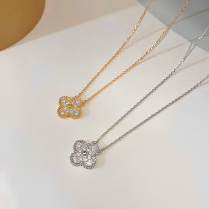 ®Lume Jewelry®クローバー15MMダイヤモンドシングルフラワーネックレス