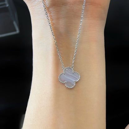 Lume Jewelry クローバー 15MM ブルーカルセドニー ネックレス シルバー
