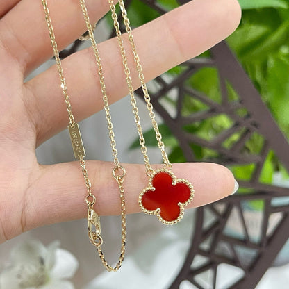 ¡®Lume Jewelry¡¯クローバー15mmカーネリアンシングル フラワーネックレス