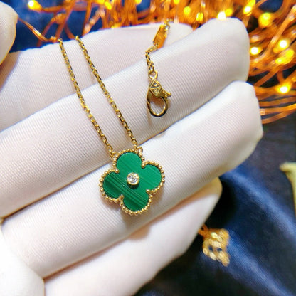 Lume Jewelry クローバー 15MM ダイヤモンド ターコイズ ネックレス
