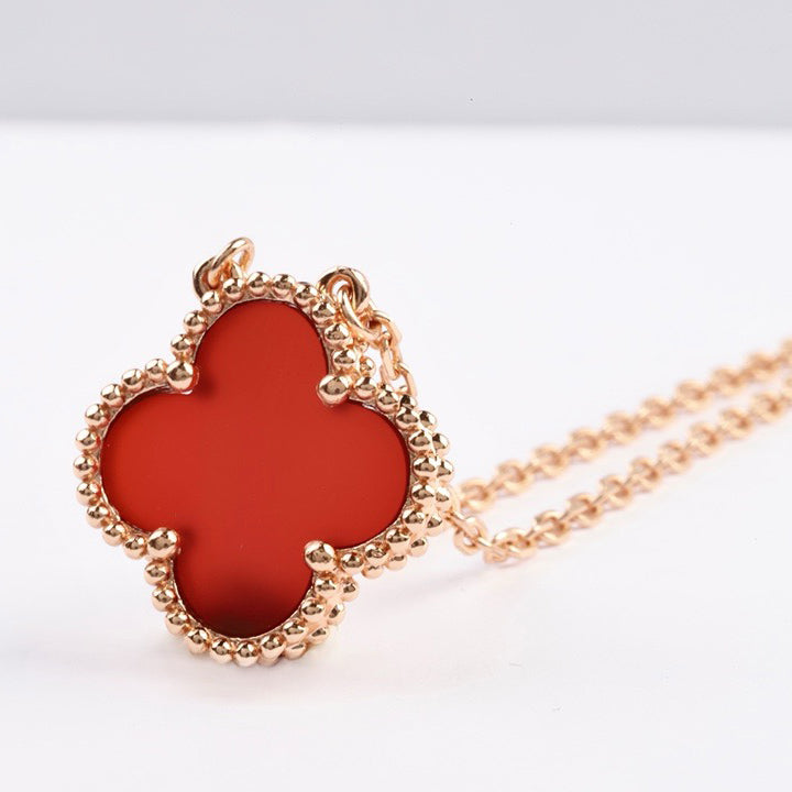 ¡®Lume Jewelry¡¯クローバー15mmカーネリアンシングル フラワーネックレス