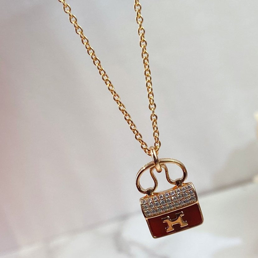 Lume Jewelry 「コンスタンス レッドペンダント ピンクゴールドネックレス」