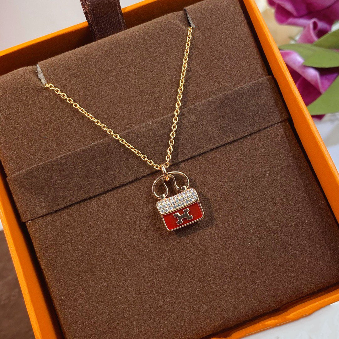 Lume Jewelry 「コンスタンス レッドペンダント ピンクゴールドネックレス」