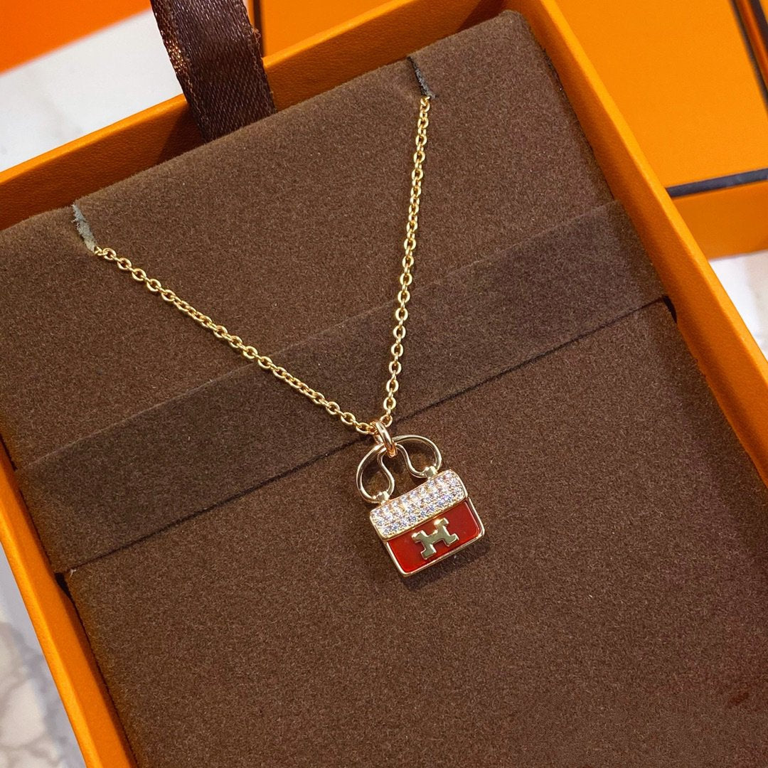 Lume Jewelry 「コンスタンス レッドペンダント ピンクゴールドネックレス」