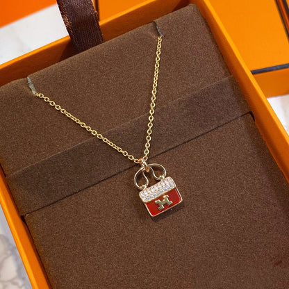 Lume Jewelry 「コンスタンス レッドペンダント ピンクゴールドネックレス」