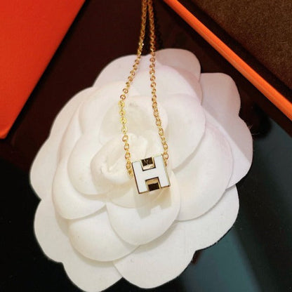 Lume Jewelry ホワイトスクエア ゴールドネックレス