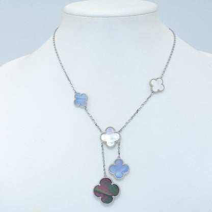 「Lume Jewelry」クローバーMOPカルセドニーネックレス シルバー 6モチーフ