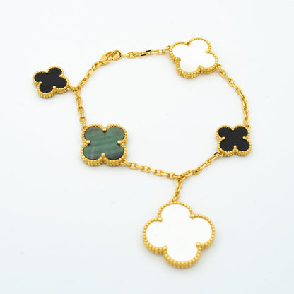 「Lume Jewelry」クローバーブレスレット 5モチーフ オニキス MOP