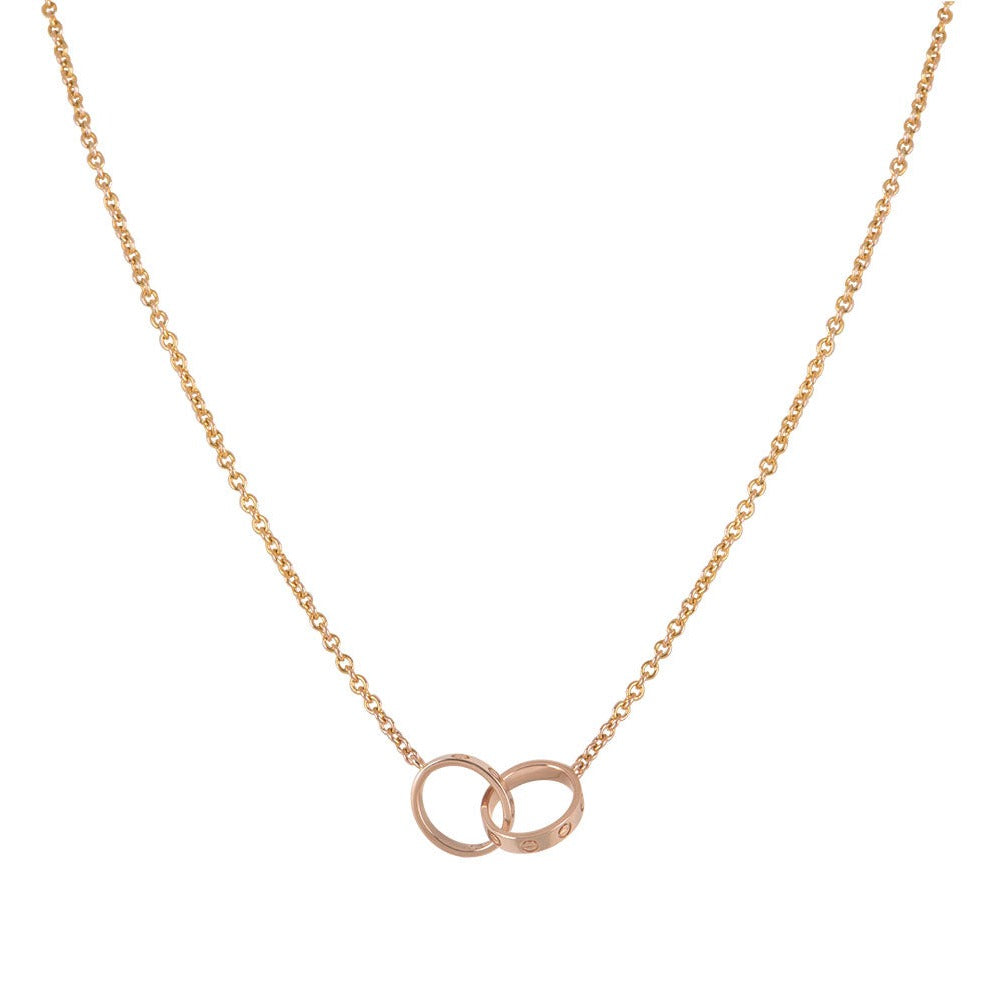 ®Lume Jewelry®ラブネックレス ダブルリング ピンクゴールド