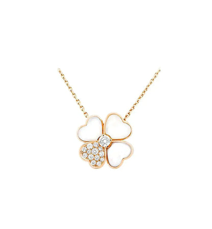 Lume Jewelry クローバー MOP ダイヤモンド ローズゴールドネックレス