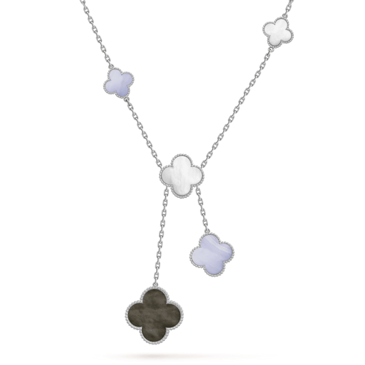 「Lume Jewelry」クローバーMOPカルセドニーネックレス シルバー 6モチーフ