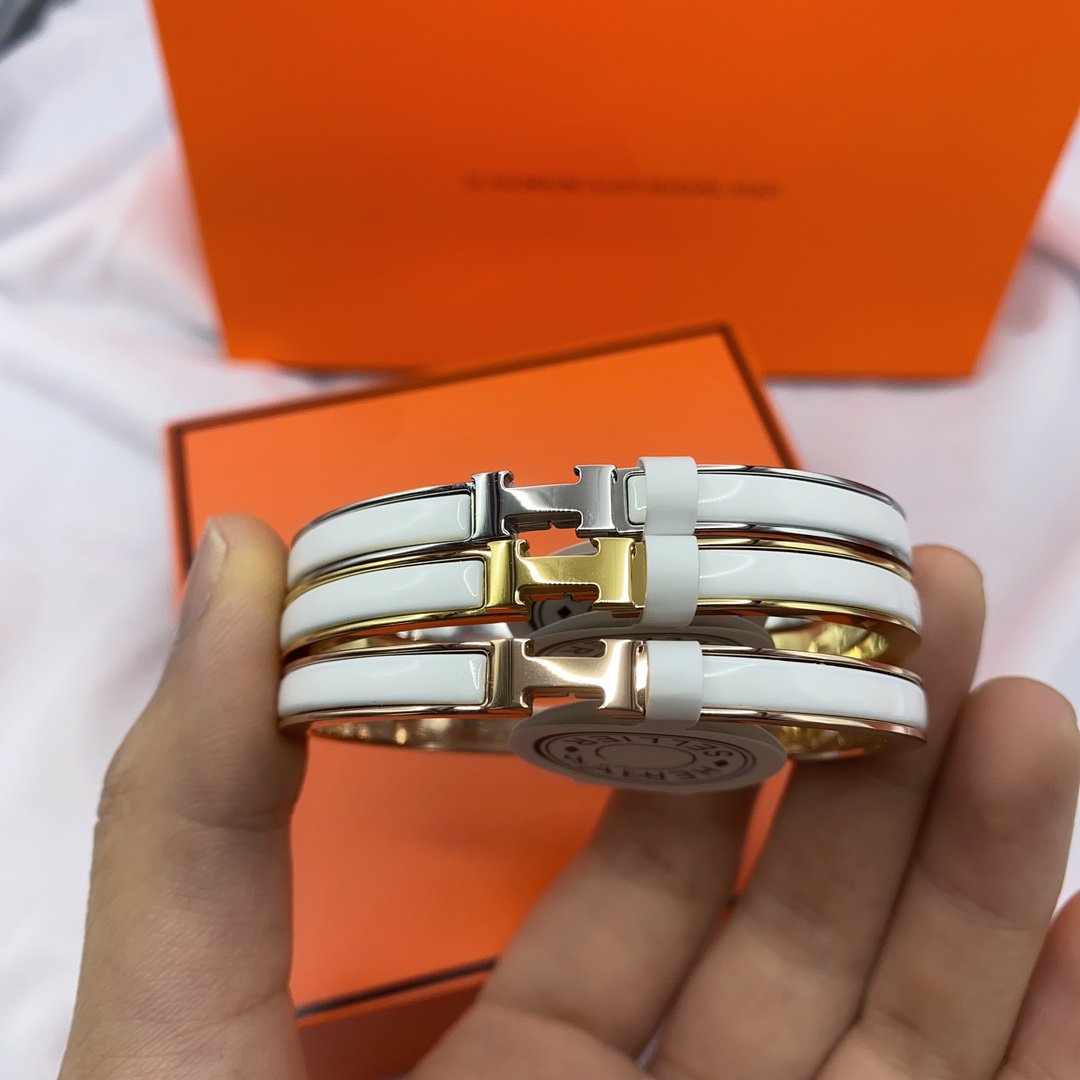 Lume Jewelry クラシック HM クリック ホワイト 8mm エナメルブレスレット