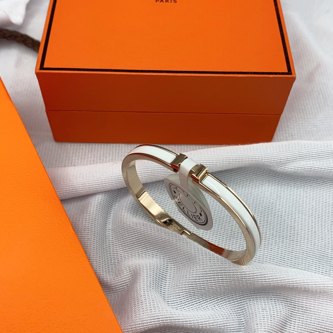 Lume Jewelry クラシック HM クリック ホワイト 8mm エナメルブレスレット
