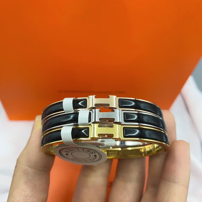 「Lume Jewelry」クラシック HM クリック ブラック 8mm エナメルブレスレット