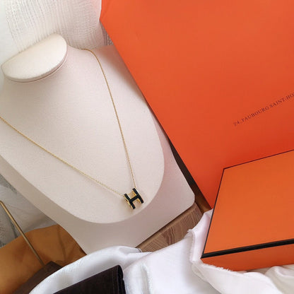 「Lume Jewelry」HM クリック ブラックエナメル ゴールドネックレス