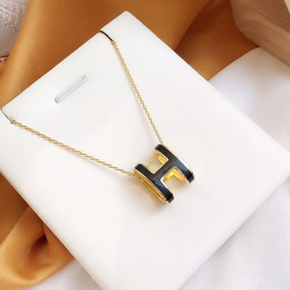 「Lume Jewelry」HM クリック ブラックエナメル ゴールドネックレス