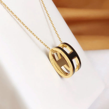 「Lume Jewelry」HM クリック ブラックエナメル ゴールドネックレス