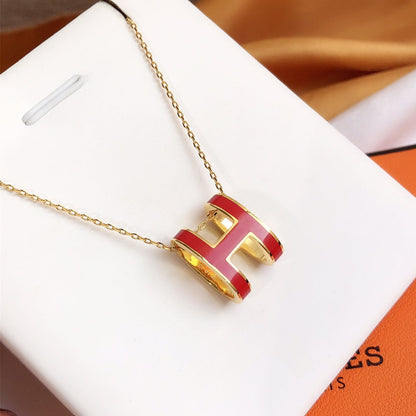 Lume Jewelry HM CLIC レッドエナメル ゴールドネックレス
