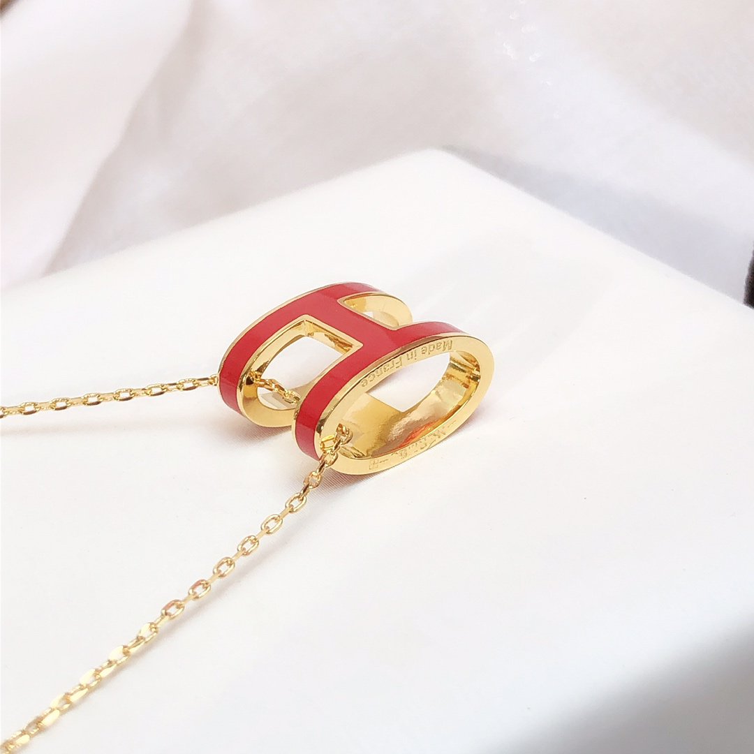 Lume Jewelry HM CLIC レッドエナメル ゴールドネックレス