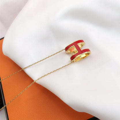 Lume Jewelry HM CLIC レッドエナメル ゴールドネックレス