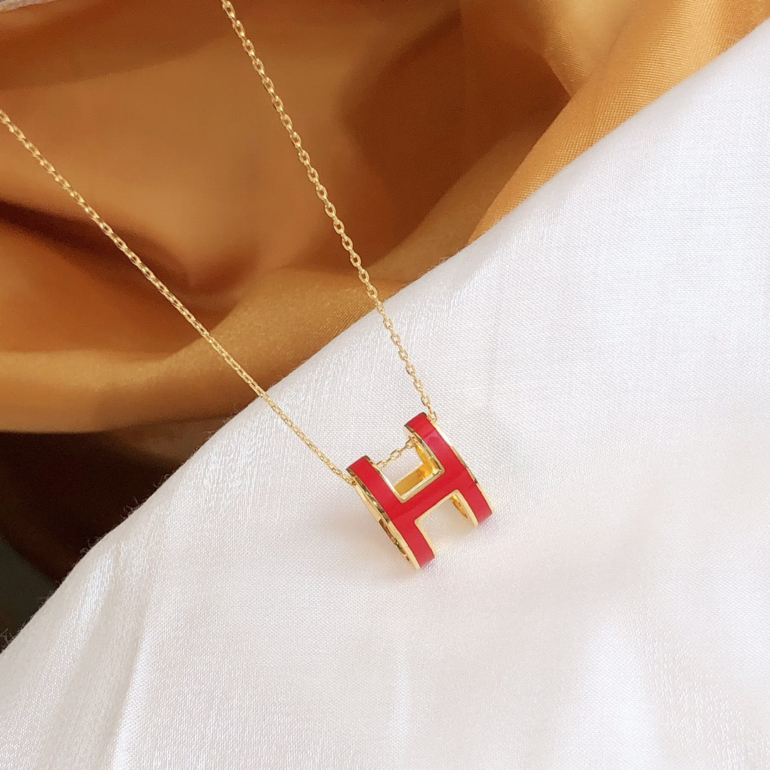 Lume Jewelry HM CLIC レッドエナメル ゴールドネックレス