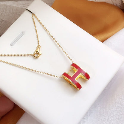 Lume Jewelry HM CLIC レッドエナメル ゴールドネックレス