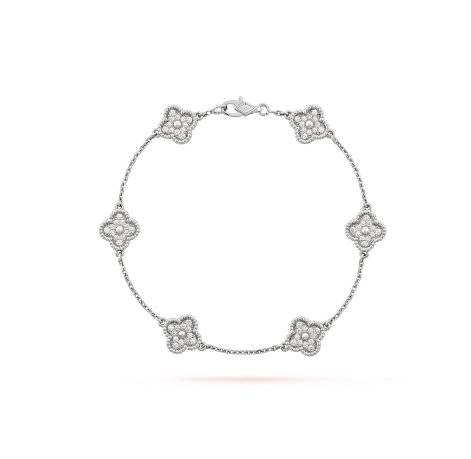 Lume Jewelry「クローバー 6モチーフ シルバーダイヤモンドブレスレット」