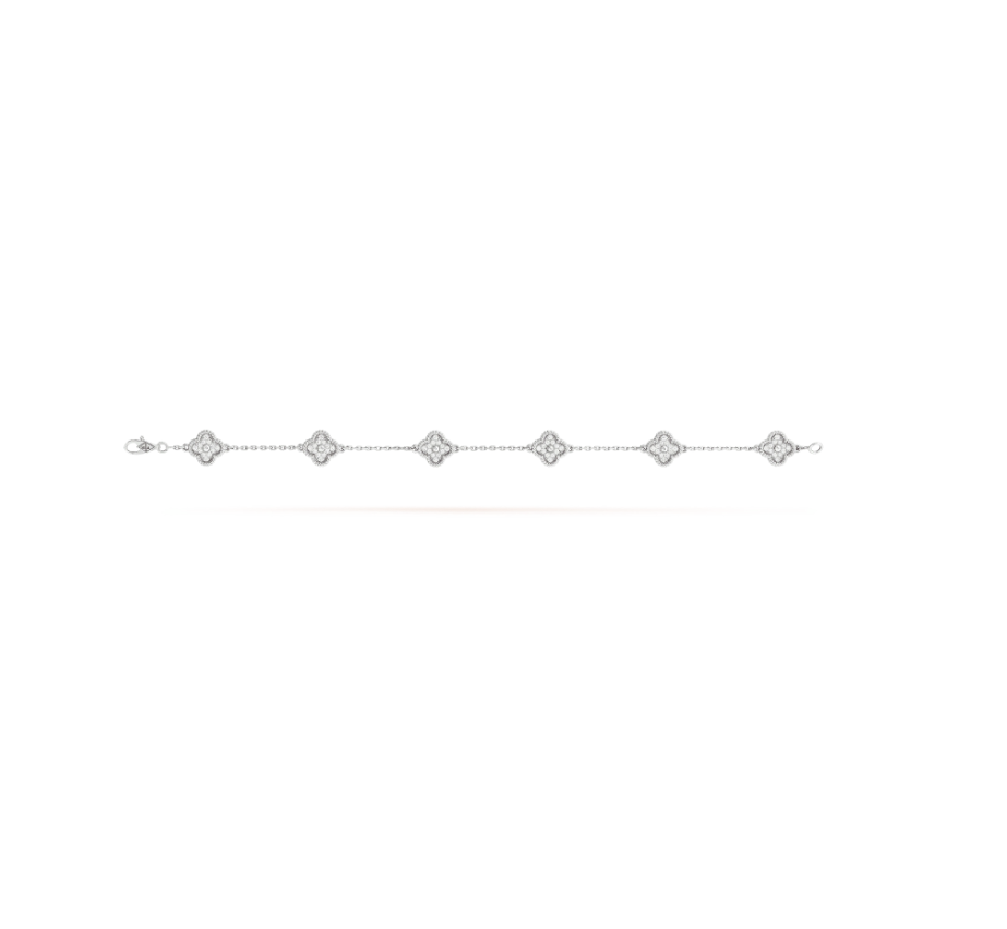 Lume Jewelry「クローバー 6モチーフ シルバーダイヤモンドブレスレット」