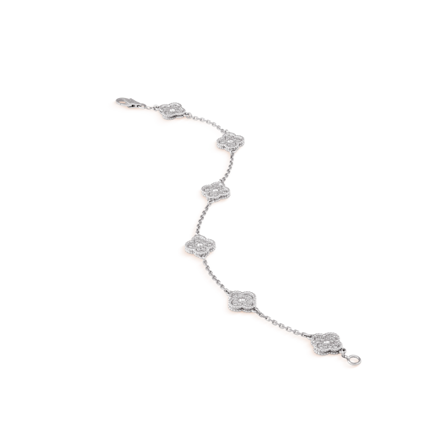 Lume Jewelry「クローバー 6モチーフ シルバーダイヤモンドブレスレット」