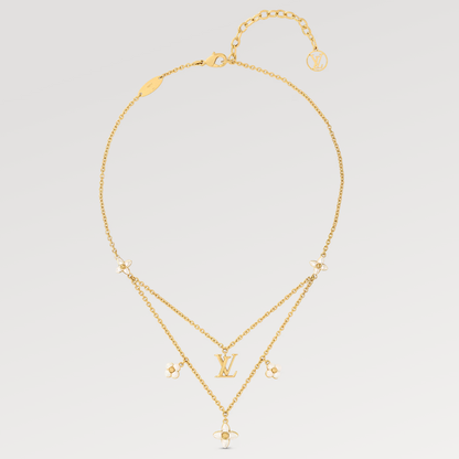 「Lume Jewelry」フラワーグラム ゴールドMOP 2連ネックレス