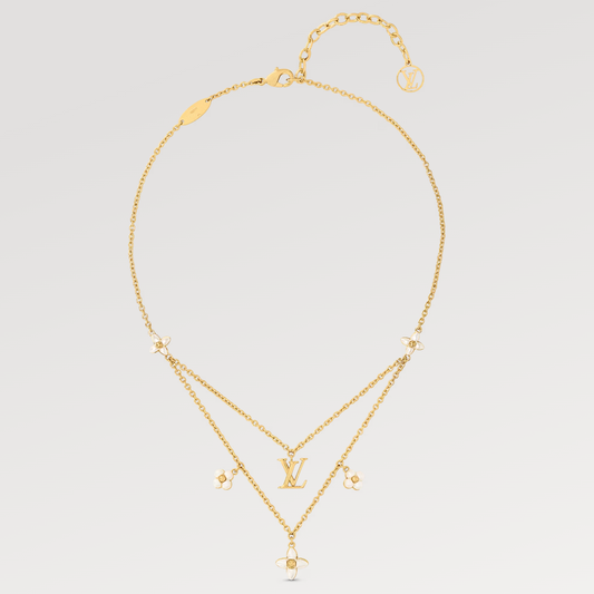 「Lume Jewelry」フラワーグラム ゴールドMOP 2連ネックレス