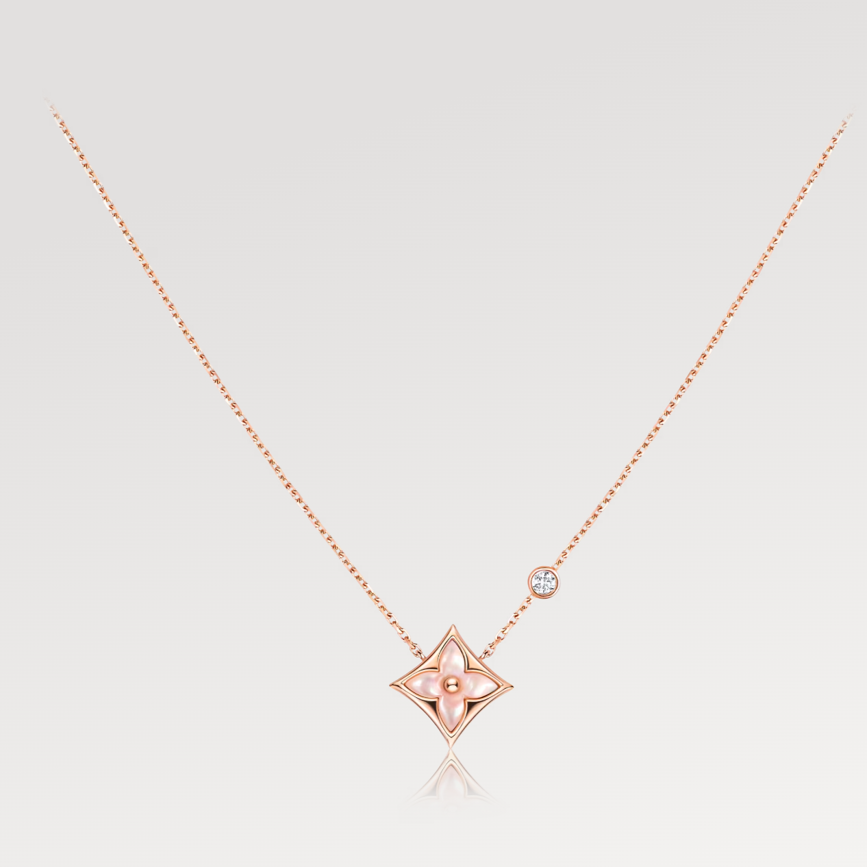 『Lume Jewelry』スターピンクMOP 1ダイヤモンドピンクゴールドネックレス