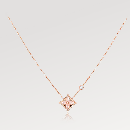 『Lume Jewelry』スターピンクMOP 1ダイヤモンドピンクゴールドネックレス