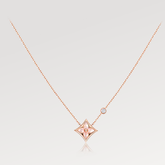 『Lume Jewelry』スターピンクMOP 1ダイヤモンドピンクゴールドネックレス