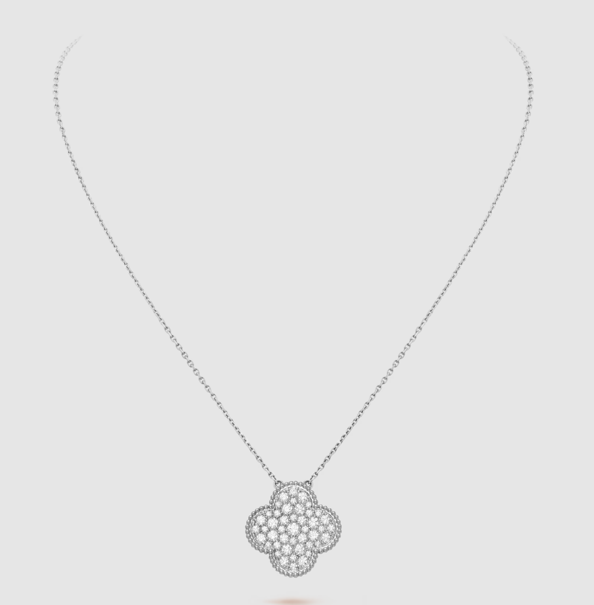 「Lume Jewelry」クローバー 25mm ラージペンダント ダイヤモンドパヴェ シルバーネックレス